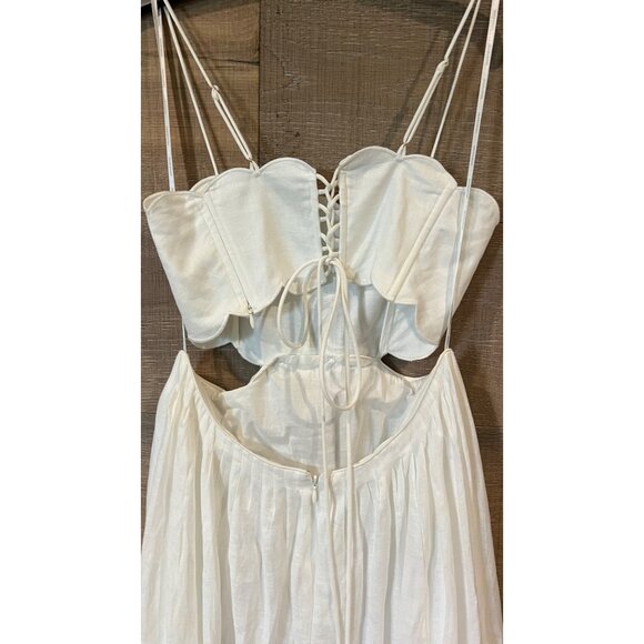 Zimmermann Rhiannon Scallop Linen Voile cutout Midi-Dress size 3/ M/ US 8-10 - Picture 11 of 16